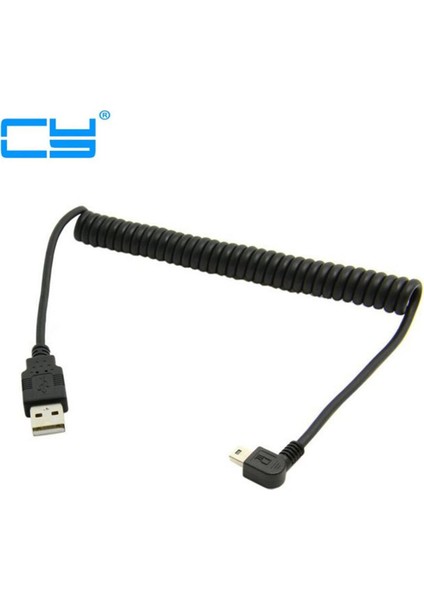 Mini USB Açılı Kablo Sarmal USB A Tipi Erkek Usb'den Mini USB Erkek 90 Derece 5pin B Konektörü Spiral Streç Veri Kablosu Kablosu (Yurt Dışından)