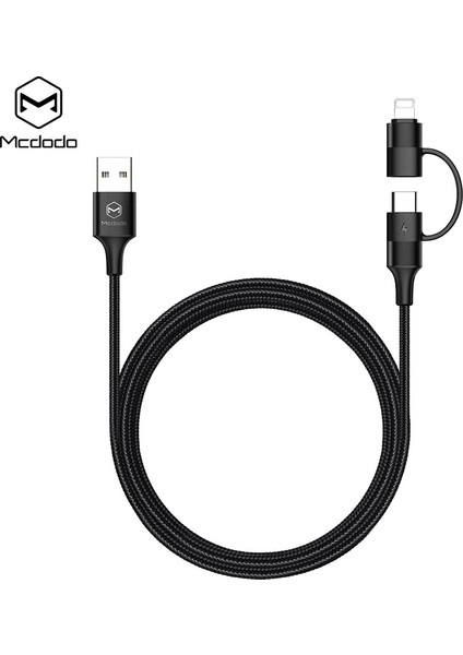 Mcdodo 2 In 1 USB Tip-C + Yıldırım Hızlı Şarj Kablosu iPhone 12 11 Pro Xs Max Xr x 8 Samsung Huawei Mobil Hızlı Şarj Cihazı (Yurt Dışından)