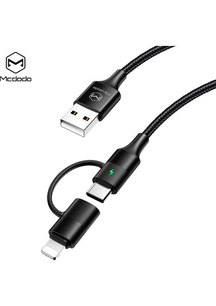 Mcdodo 2 In 1 USB Tip-C + Yıldırım Hızlı Şarj Kablosu iPhone 12 11 Pro Xs Max Xr x 8 Samsung Huawei Mobil Hızlı Şarj Cihazı (Yurt Dışından)