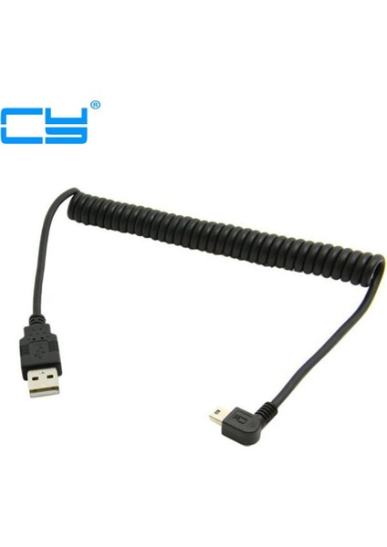 Mini USB Açılı Kablo Sarmal USB A Tipi Erkek Usb'den Mini USB Erkek 90 Derece 5pin B Konektörü Spiral Streç Veri Kablosu Kablosu (Yurt Dışından)