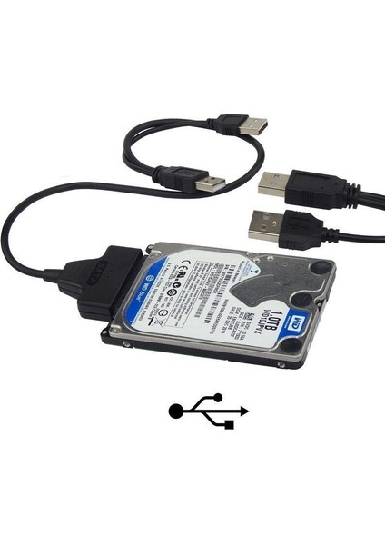 2 Bağlantı Noktası Siyah USB 2.0 - Sata 22 Pin 7+15 Pin Adaptör Kablosu, 2.5 Için (Yurt Dışından)