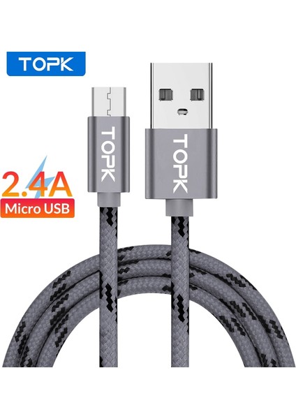 Topk AN09 Mikro USB Kablosu 2.4A Hızlı Veri Senkronizasyonu Şarj Kablosu Andriod Mikro USB Cep Telefonu Kabloları Samsung Xiaomi Lg Için (Yurt Dışından)