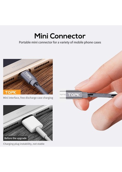 Topk AN09 Mikro USB Kablosu 2.4A Hızlı Veri Senkronizasyonu Şarj Kablosu Andriod Mikro USB Cep Telefonu Kabloları Samsung Xiaomi Lg Için (Yurt Dışından)