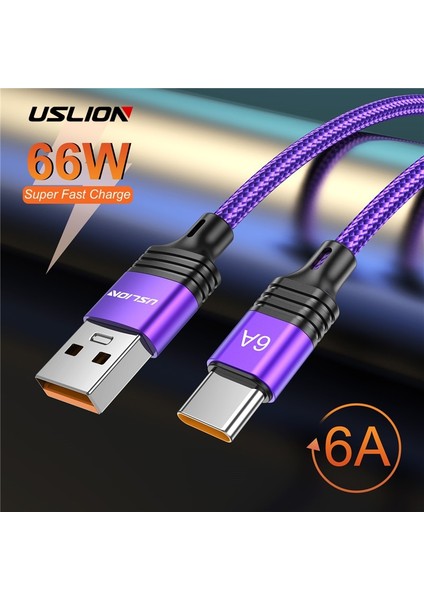 Uslıon 6A USB C Tipi Kablo Cep Telefonu Hızlı Şarj Veri Kablosu Samsung S22 Xiaomi 12 Pro Poco F3 X4 Gt Oneplus 10 Realme (Yurt Dışından)