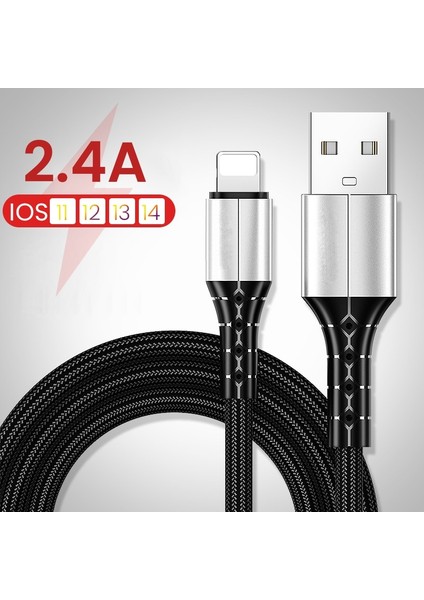 2.4A iPhone USB Hızlı Şarj Aleti Kablosu iPhone 13 12 11 Pro Max Xs Xr x 5 5s 6 6s 7 8 Artı 3A Hızlı Şarj USB Veri Kablosu (Yurt Dışından)