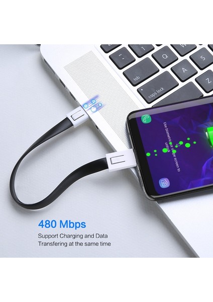 Floveme Mini Anahtarlık Mikro USB Tip C Kablo Aydınlatma Şarj Aleti Kablosu iPhone Samsung Için Taşınabilir USB Tip-C Usb-C Kablo Aksesuarı (Yurt Dışından)
