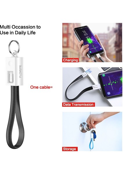 Floveme Mini Anahtarlık Mikro USB Tip C Kablo Aydınlatma Şarj Aleti Kablosu iPhone Samsung Için Taşınabilir USB Tip-C Usb-C Kablo Aksesuarı (Yurt Dışından)