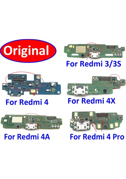 Orijinal Xiaomi Redmi Için 3 3 S 4x 4 Pro 5 5A 6 6A Şarj Standı Bağlantı Noktası USB Şarj Aleti Konektörü Fişi Mikrofon Kurulu Şerit Kablo Kablosu (Yurt Dışından)