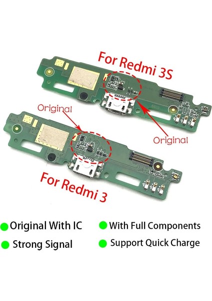 Orijinal Xiaomi Redmi Için 3 3 S 4x 4 Pro 5 5A 6 6A Şarj Standı Bağlantı Noktası USB Şarj Aleti Konektörü Fişi Mikrofon Kurulu Şerit Kablo Kablosu (Yurt Dışından)