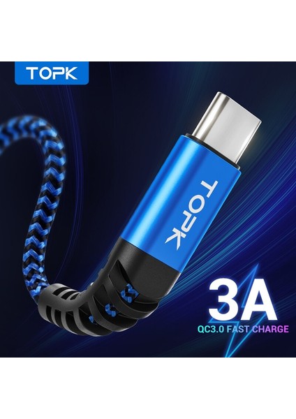 Topk AN24 Mikro USB Tip C Kablosu 3A Hızlı Şarj Hızlı Şarj Cihazı Huawei Xiaomi Için Veri Kablosu Cep Telefonu Şarj Cihazları Redmi Için (Yurt Dışından)