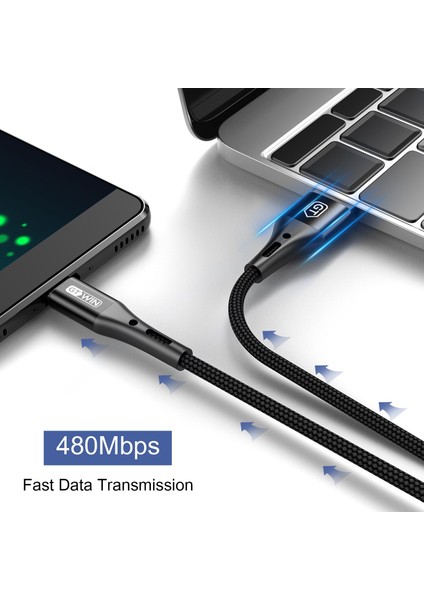 Gtwın Mikro USB Kablosu Huawei Mikro USB Kablosu 3A Hızlı Şarj Xiaomi Samsung Android Cep Telefonu Şarj Veri Kablosu (Yurt Dışından)