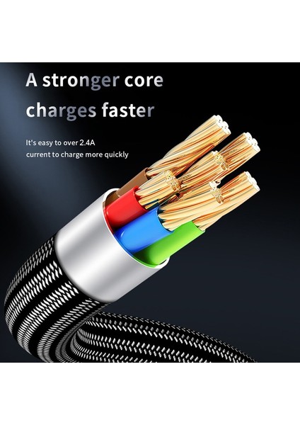 3A Hızlı Şarj USB Veri Kablosu 0.3/1/1.5 M USB A'dan 8 Pin'e Kablo iPhone Şarj Cihazı Naylon Örgü Kablosu iPhone 14 13 12 Pro Max (Yurt Dışından)