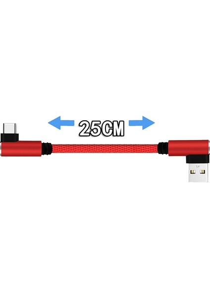 San Gold 25CM USB C Mikro USB Kısa Hızlı Şarj Kablosu Çift Dirsek 90 Derece Veri Kablosu Powerbank Dizüstü Cep Telefonu Şarj Cihazı Teli (Yurt Dışından)