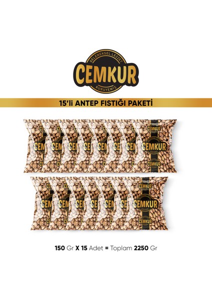 Cemkur Kuruyemiş Kavrulmuş Antep Fıstığı 150 gr  x 15