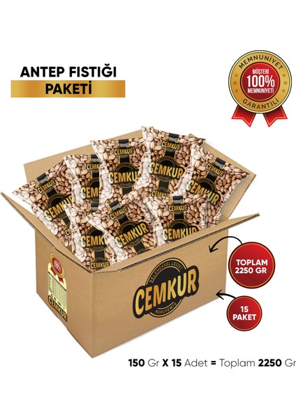 Cemkur Kuruyemiş Kavrulmuş Antep Fıstığı 150 gr  x 15