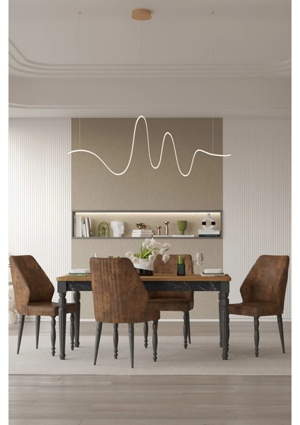 Cross Sabit 160X95 cm 4 Kişilik Salon&mutfak Masa Takımı - Atlantik Çam