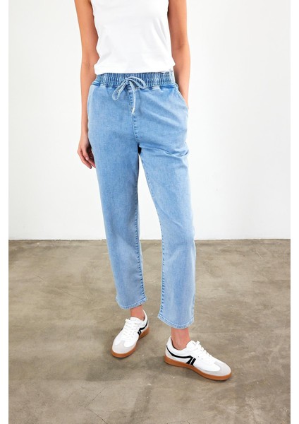 Kadın Marla Sky Blue Yüksek Bel Slouchy Jogger Pantolon fiyatları
