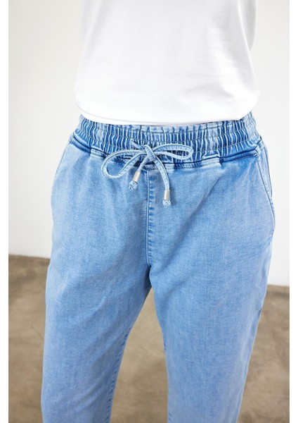 Kadın Marla Sky Blue Yüksek Bel Slouchy Jogger Pantolon modelleri