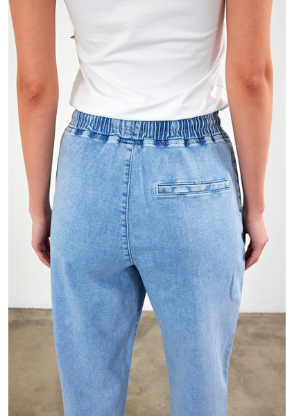 Kadın Marla Sky Blue Yüksek Bel Slouchy Jogger Pantolon fırsatları
