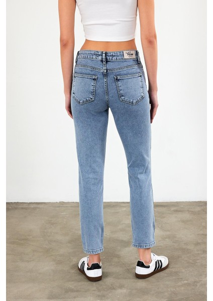 Kadın Mila Sky Blue Boyfriend Jean Pantolon fırsatları