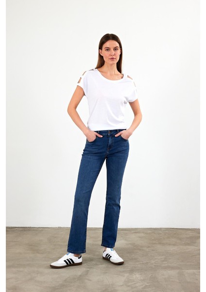 Kadın Gabriel Dark Blue Straight Fit Jean Pantolon (Lyocell) fiyatları