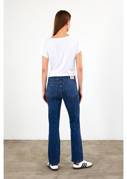 Kadın Gabriel Dark Blue Straight Fit Jean Pantolon (Lyocell) fırsatları