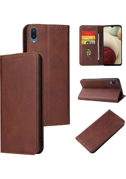 Samsung Galaxy A02/M02 Deri Folio Flip Case Tam Koruma (Yurt Dışından)