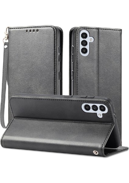 Kart Tutucu Kickstand Deri Folio ile Samsung Galaxy A24 4g Için Kılıf (Yurt Dışından)