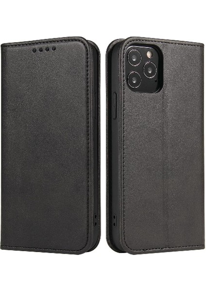Iphone 15 Için Kılıf Kart Ekleme Deri Folio Flip Case Manyetik Karbon (Yurt Dışından)