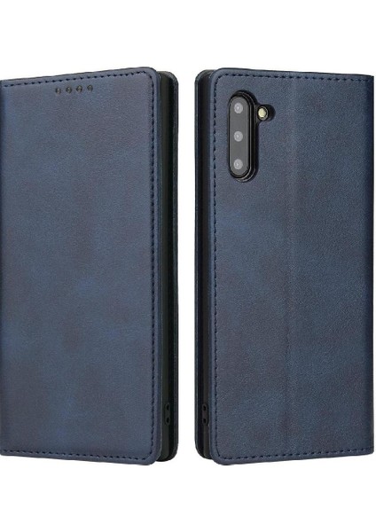 Kart Tutucu Kickstand Deri Folio ile Samsung Galaxy Not 10 Için Kılıf (Yurt Dışından)