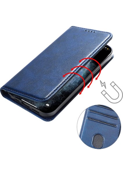 Kart Tutucu Kickstand Deri Folio ile Samsung Galaxy Not 10 Için Kılıf (Yurt Dışından)