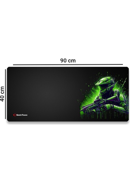 Ultragrand Siyah ve Neon Yeşili Soldier Dikişsiz Xxl Gaming Oyuncu Masaüstü Klavye Mouse Pad 40X90CM