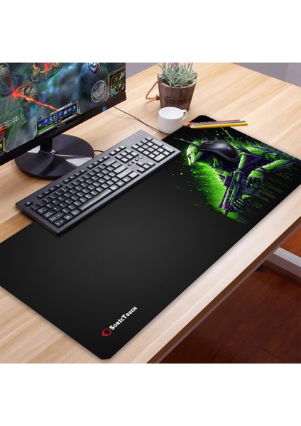 Ultragrand Siyah ve Neon Yeşili Soldier Dikişsiz Xxl Gaming Oyuncu Masaüstü Klavye Mouse Pad 40X90CM