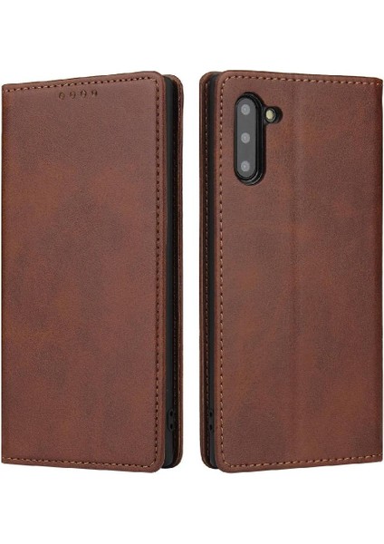 Kart Tutucu Kickstand Deri Folio ile Samsung Galaxy Not 10 Için Kılıf (Yurt Dışından)
