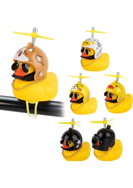No.6 Tarzı Küçük Sarı Bisiklet Ördeği Bisiklet Zili Aydınlık Pistole Kask Ördek Ördek Bisiklet Rüzgar Motor Sürme Bisiklet Işıkları Korna (Yurt Dışından)