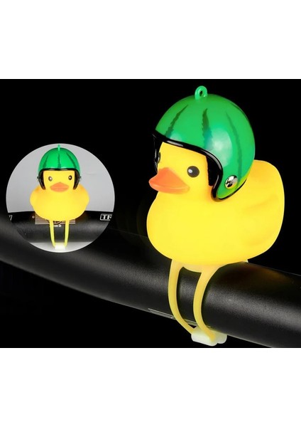 B3 Stili Bisiklet Kornası Sevimli Ördek Kask Kayışlı Flaş Işığı Gece Uyarı Işığı Çocuk Lastik Ördek Oyuncak Dağ Bisikleti Scooter Işık Decora (Yurt Dışından)