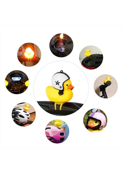 B3 Stili Bisiklet Kornası Sevimli Ördek Kask Kayışlı Flaş Işığı Gece Uyarı Işığı Çocuk Lastik Ördek Oyuncak Dağ Bisikleti Scooter Işık Decora (Yurt Dışından) indirimleri