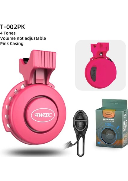 T-002 Pk 4 Ton Stili Twooc T-002 Bisiklet Elektronik Bell Scooter E-Bisiklet Siren Trompet Alarm USB Şarj Bisiklete Binme Sesli Uyarı Uyarısı Güvenlik Sürme (Yurt Dışından)