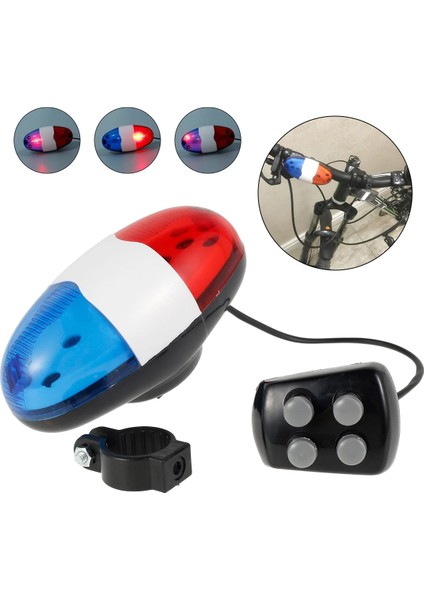Bir Stil 6 LED 4 Ton Sesler Bisiklet Çan Polis Araba Işık Elektronik Korna Siren Çocuk Scooter Bisiklet Lambası Çan Bisiklet Aksesuarları (Yurt Dışından) fırsatları