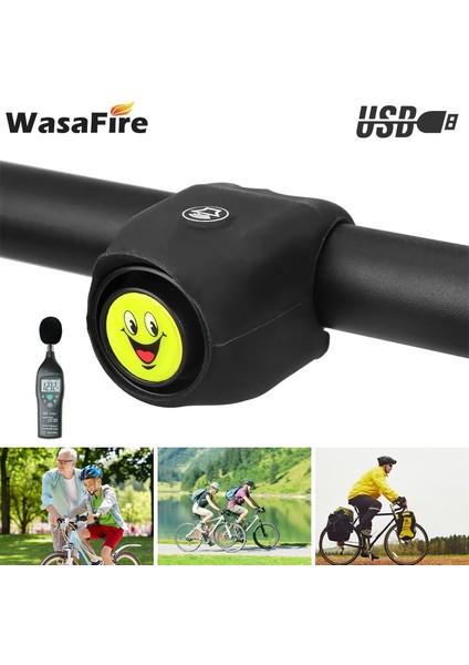 Silikon Bisiklet Elektrikli Korna USB Şarj Edilebilir Bisiklet Zil Halkası 120DB Bisiklet Güvenlik Alarmı Mtb Uyarı Hoparlörü 5 Çeşit Ses (Yurt Dışından)