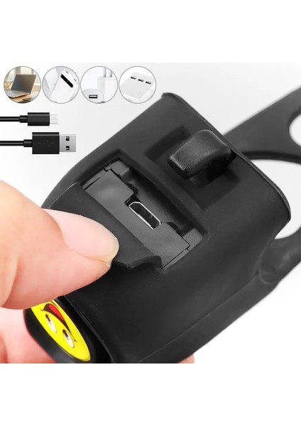 Silikon Bisiklet Elektrikli Korna USB Şarj Edilebilir Bisiklet Zil Halkası 120DB Bisiklet Güvenlik Alarmı Mtb Uyarı Hoparlörü 5 Çeşit Ses (Yurt Dışından)