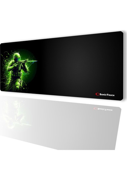 Ultragrand Siyah ve Neon Yeşili Savaşçı Dikişsiz Xxl Gaming Oyuncu Masaüstü Klavye Mouse Pad 40X90CM