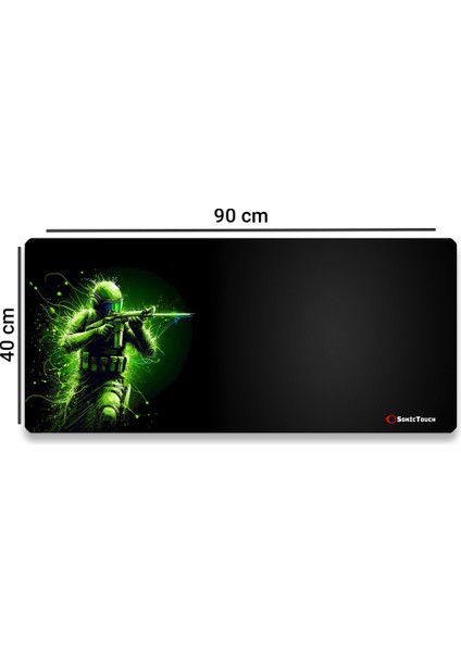 Ultragrand Siyah ve Neon Yeşili Savaşçı Dikişsiz Xxl Gaming Oyuncu Masaüstü Klavye Mouse Pad 40X90CM