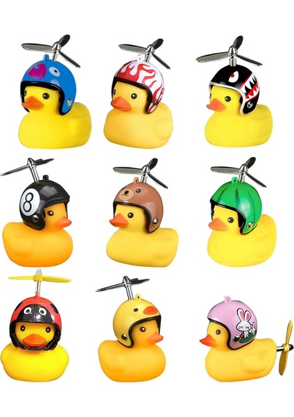 E Stili Sevimli Küçük Sarı Bisiklet Ördeği Bisiklet Çan Aydınlıknormal Airscrew Kask Ördek Ördek Ducky Dicycle Rüzgar Motoru Sürme Bisiklet Işıkları (Yurt Dışından) modelleri