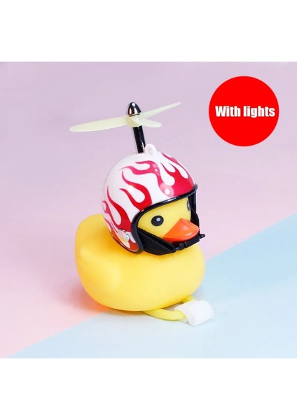 Kırmızı Alev Işık Stili Jumpingbalık Küçük Sarı Bisiklet Ördeği Bisiklet Zili Aydınlıknormal Airscrew Kask Binme Bisiklet Işıkları Horn Ördek Ördek (Yurt Dışından)