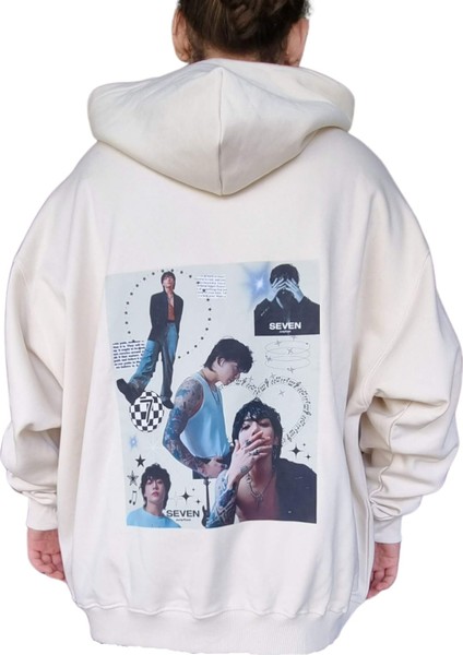 Krimo Fashion Kpop Bts Jungkook Sırt Baskılı Oversıze Özel Tasarım Kapşonlu Sweatshirt