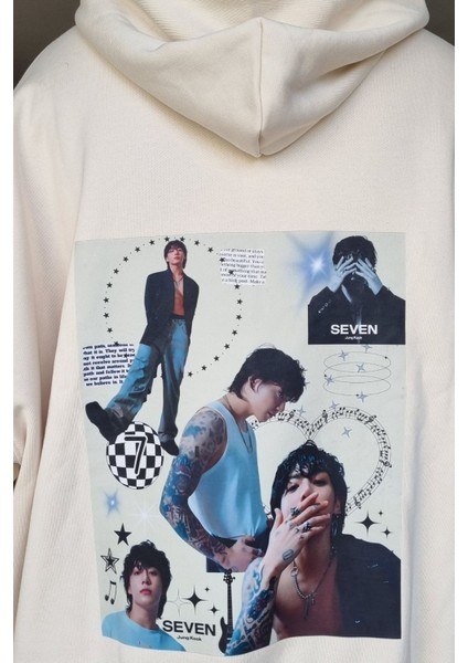 Krimo Fashion Kpop Bts Jungkook Sırt Baskılı Oversıze Özel Tasarım Kapşonlu Sweatshirt