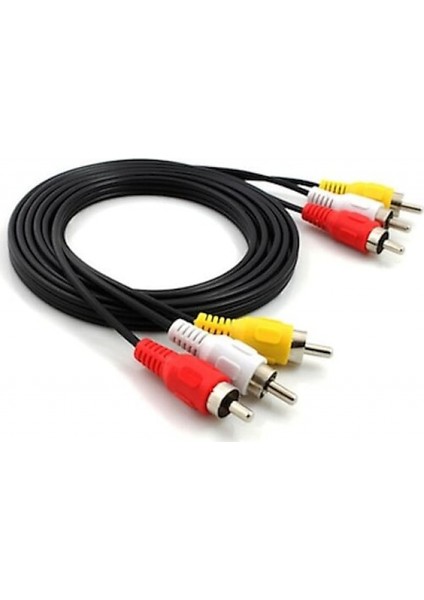 3 Rca 3 Rca Kablo 1.5 Metre 2 Uçu Renkli Rca Ses ve Görüntü Kablosu