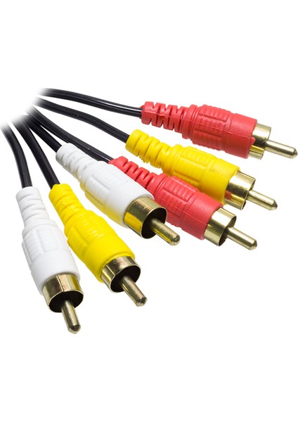 3 Rca 3 Rca Kablo 1.5 Metre 2 Uçu Renkli Rca Ses ve Görüntü Kablosu