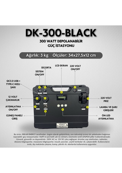 Taşınabilir Güç Kaynağı DK-300-BLACK